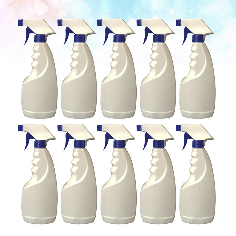 10pcs 500ml Plastic Spray Bottle Fine Mist Watering Sprinkler   Garden Watering Can for Home Cleaning Hairdressing (White)