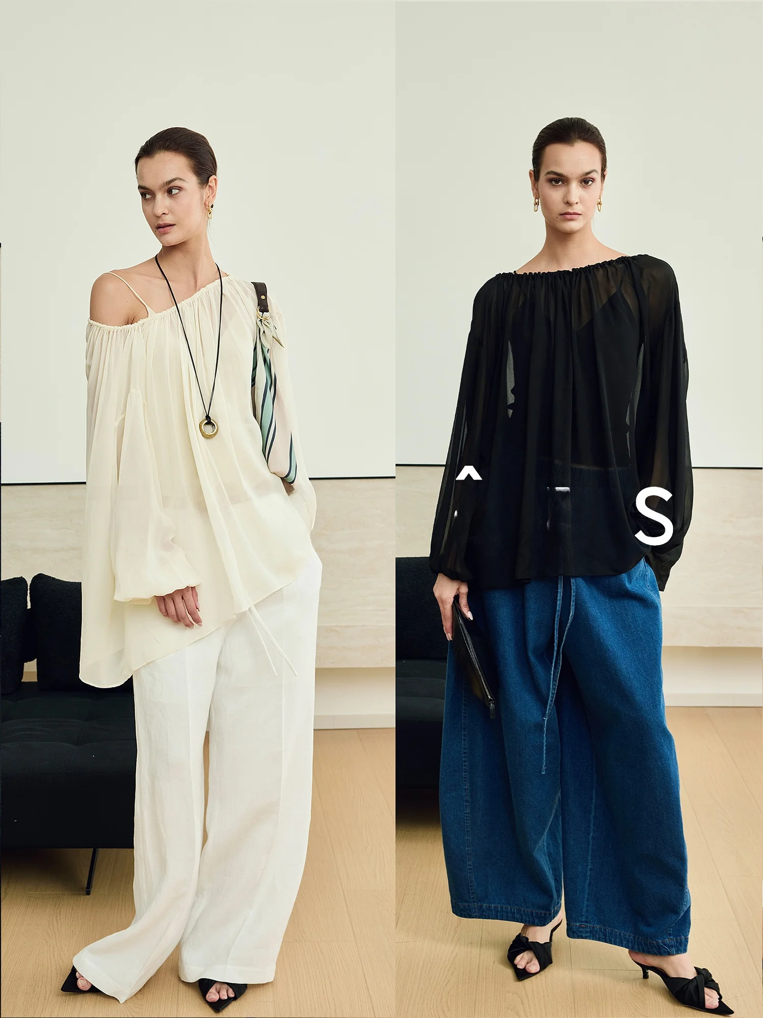 

the AES Роскошное шелковое винтажное платье с легкой драпировкой и шиловым воротником Long Sve Commute Sle Pure Color, женский топ прямого кроя