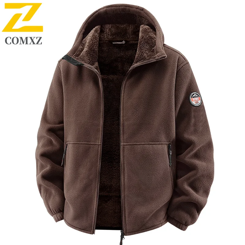 

COMXZ Plus Size New Jacket Classic Hooded Travel Thickened Warm Coat Premium Fleece Camping Windproof Autumn Winter Garment
