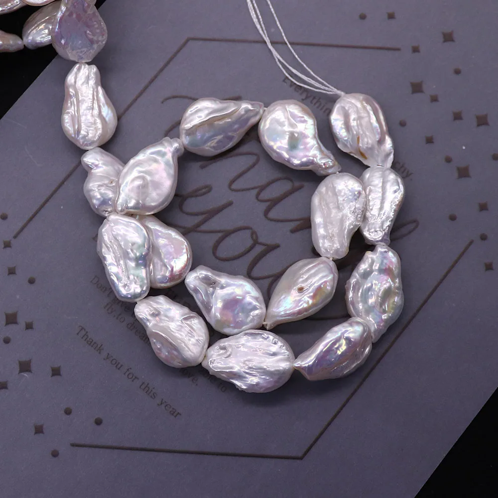 

Natural Freshwater Pearl Irregular Water Drop Shape Beads 14x19mm White Straight Hole Loose Bead Jewelry Accessory 1 Strand