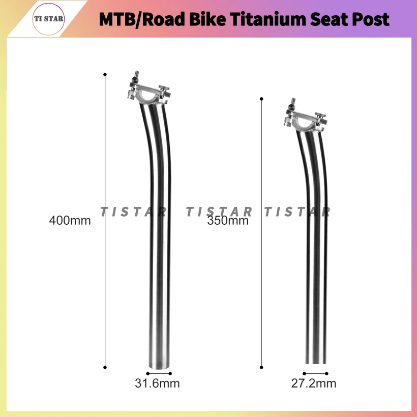 Lightweight Titanium Bike Seatpost, 27.2mm, 31.6mm Length, 350mm, Mountain, MTB, Road Bicycle, Seat Posts