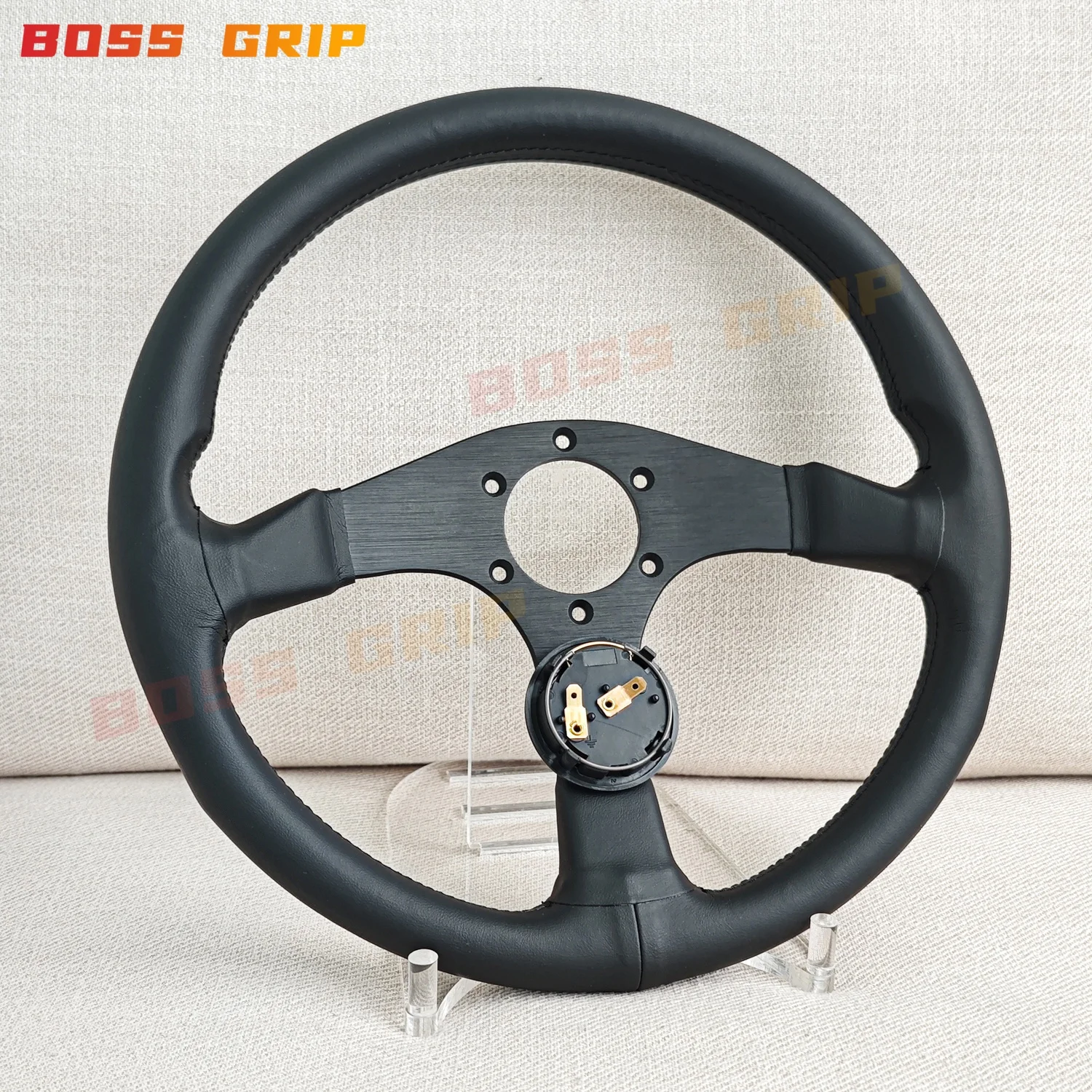 Volante Deportivo JDM de 14 Pulgadas para Drifting, Volante de Carreras de Cuero Plano