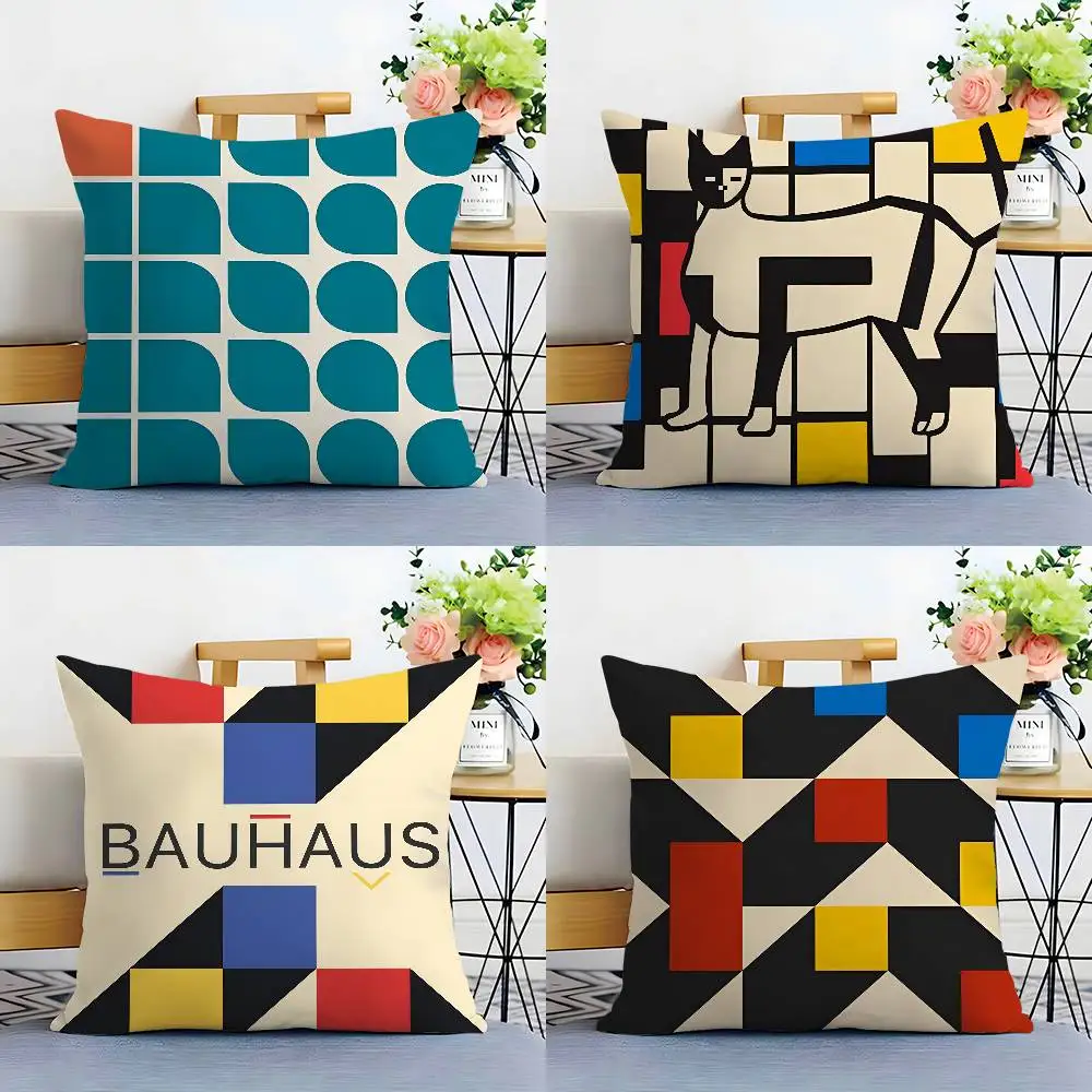 Abstract B-Bauhaus Geometry Pillow Case Plush Fabric Soft Double Sided Print Sofa Cushion Cover Throw Pillow Covers