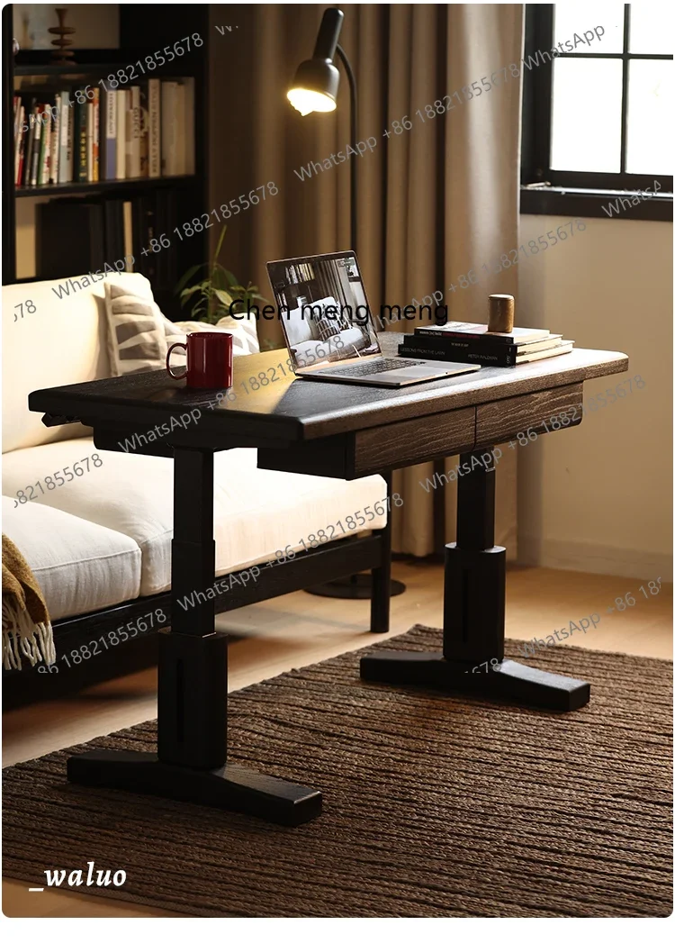 

Кофейный столик Wabi Sand Wind Black из массива дерева с электроприводом, многофункциональный, трансформируемый в компьютерный стол