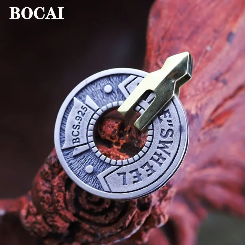 BOCAI New 100% Real S925 SilverJewelry Accessories Item Handmade Safety Buckle Man Pendant Personality Hip-Hop Fashion Gifts