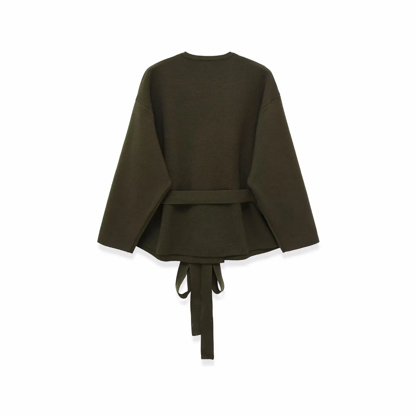 Herfst Dames Jas Met Ronde Hals Gordel Modieus Eenvoudig Gebreid Uitloper Casual Warm Lui Elegant Slim-Fit Vest