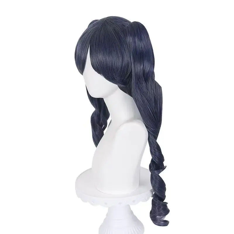 Ciel Phantomhive Cosplay Wig Blue Grey Long Curly Pigtails Rose Net Cap Heat Resistant Synthetic Fiber Wig for Halloween Wig