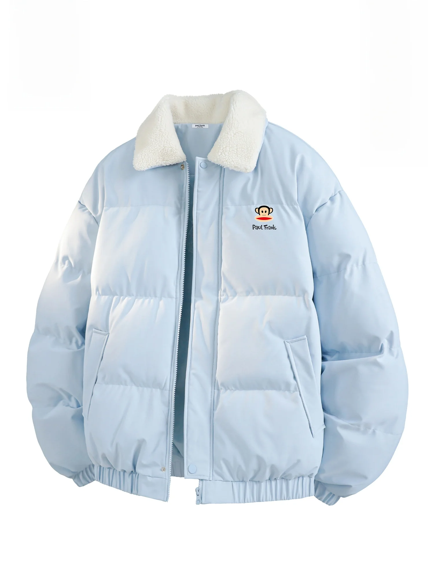 

PaulFrank Winter Warm Lamb Fur Cotton Jaet Men's Faion Bread Sle Collar Patchwork Coat Youth ular Loose Fit Long Sve