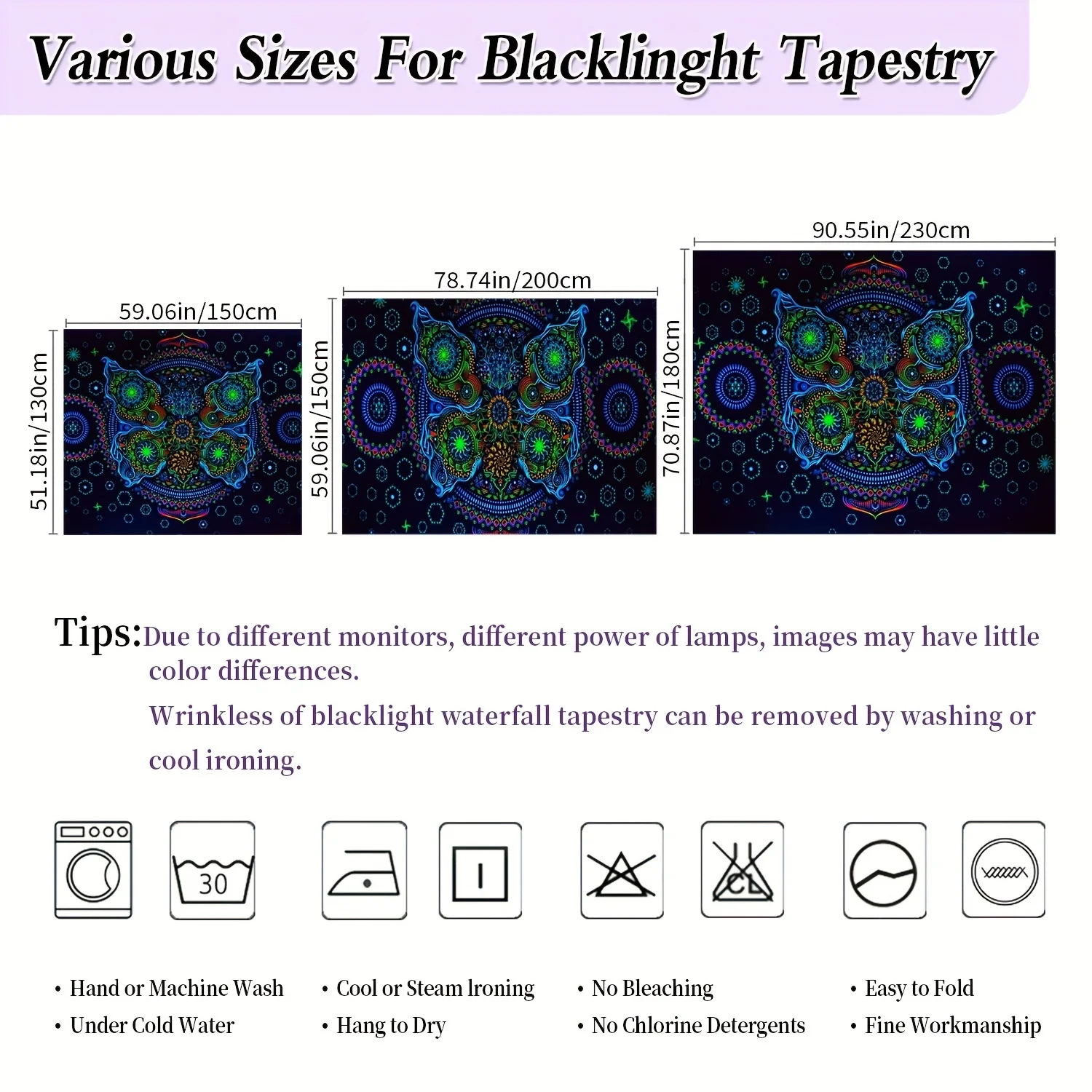 Neon Butterfly Tapestry: Glow-in-the-Dark Wall Hanging for a Vibrant & Magical Bedroom or Living Room Decor