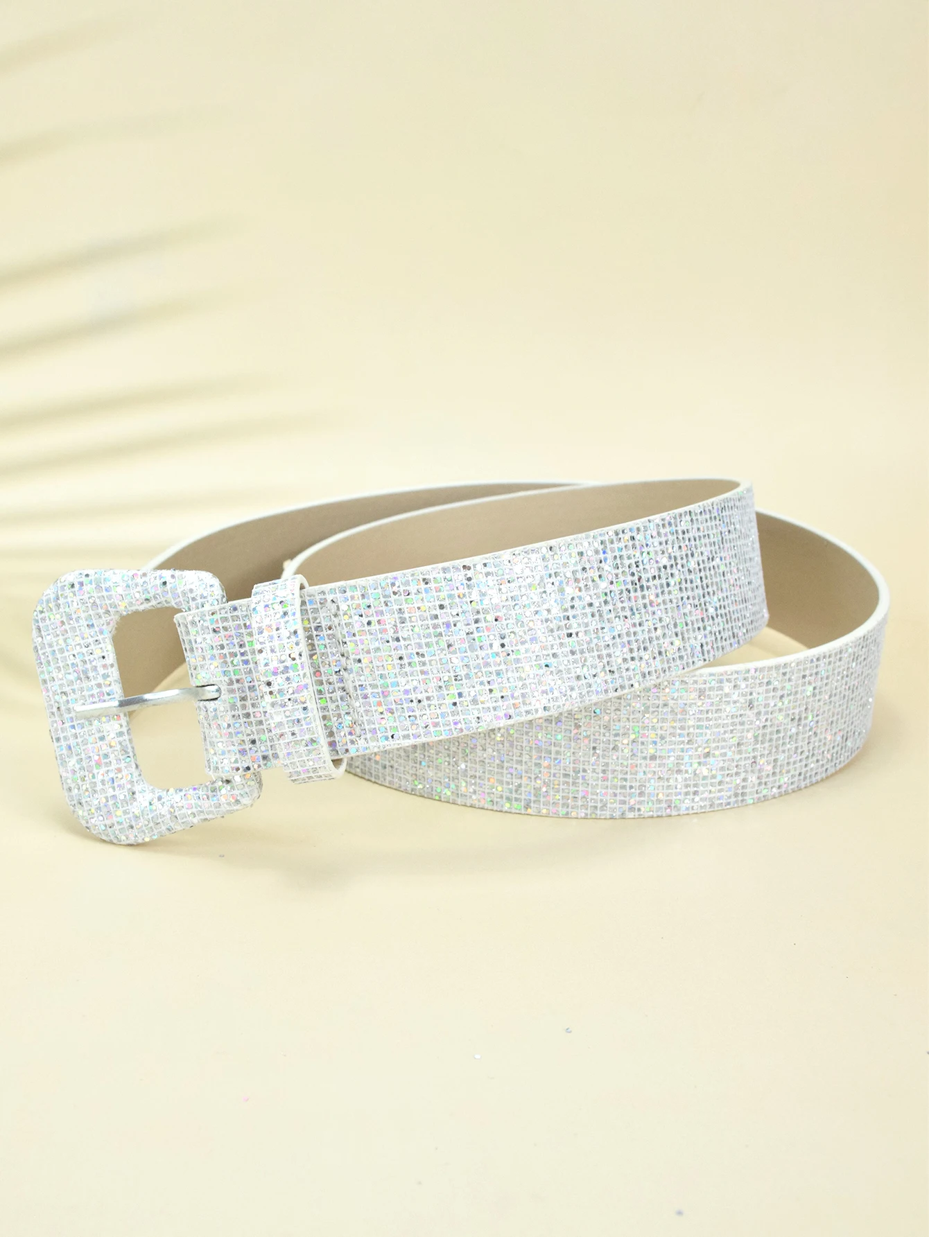 

1pc Women's Belt Shining Y2K Style Belt Fashion Versatile Decorative Jeans Silver Shining Belt Christmas