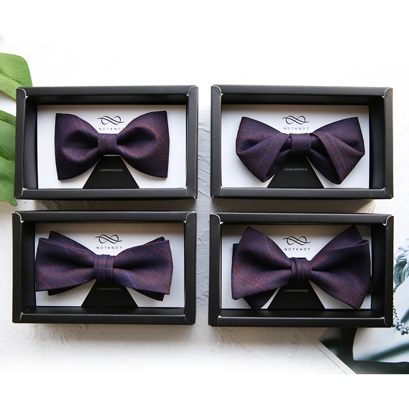 High-end boutique, wedding, groom best man suit formal, purple officiating business gift box men's bow tie