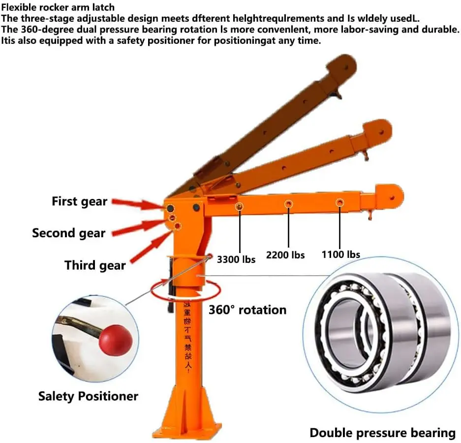 

Электрический кран для пикапа 3300 фунтов с электрической лебедкой 12000 фунтов, поворот на 360° ° Поворотный механизм 24В для строительных и промышленных подъемных работ
