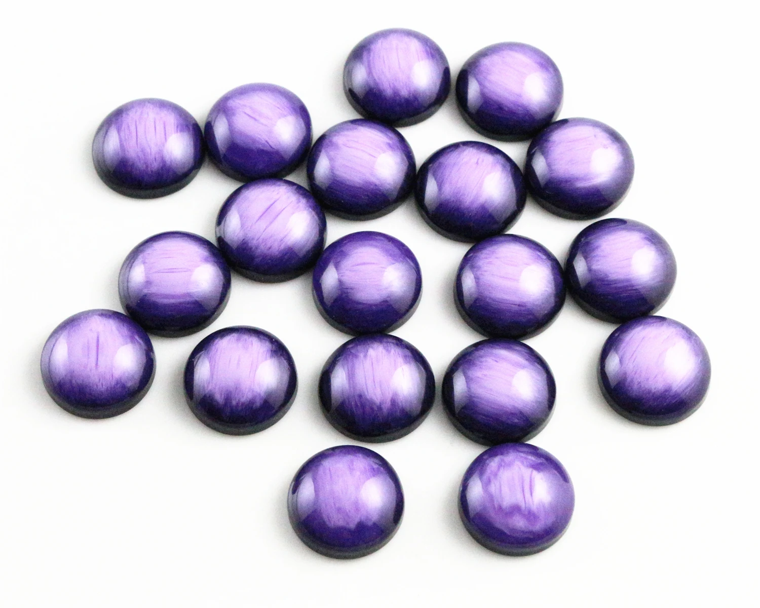 New Fashion 40pcs 12mm Purple Colors Stylish Brushed Style Flat back Resin Cabochons Cameo-V5-10