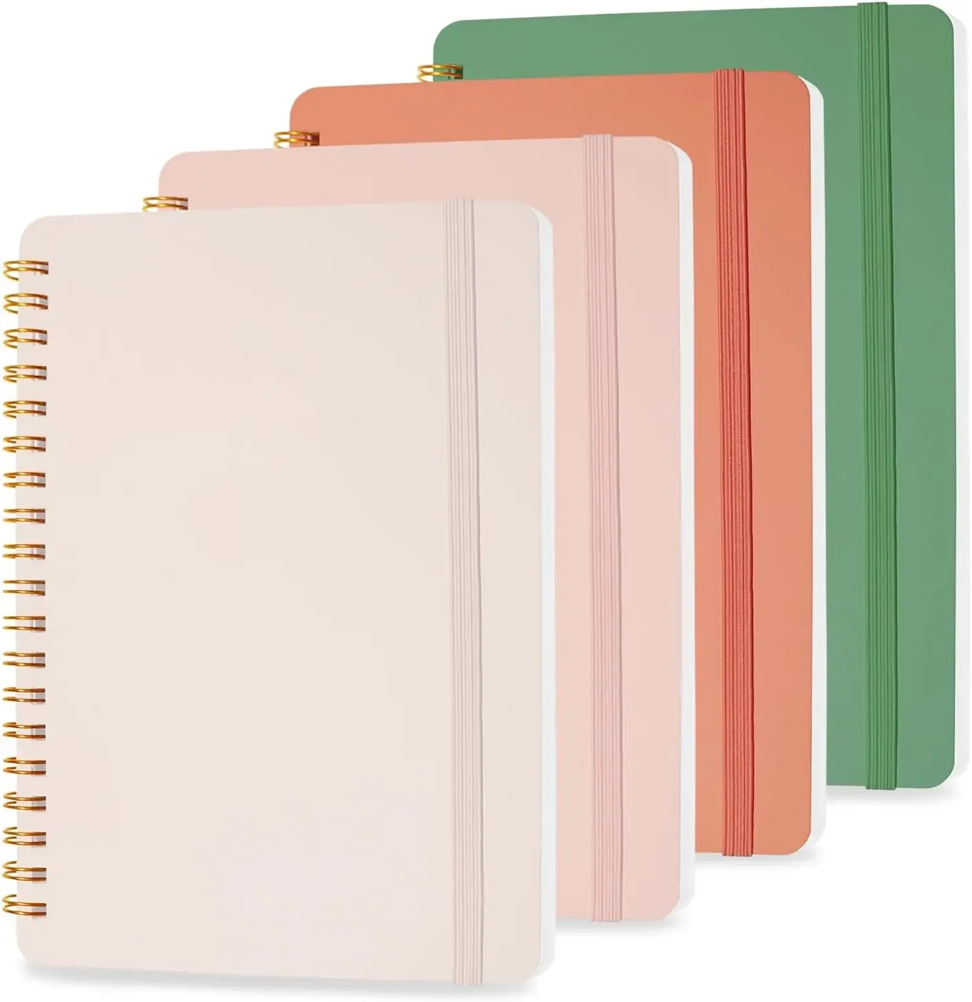 

4-Pack Small Spiral Notebooks 5x7, Durable Hard Cover With Strap For Work, School & Note-Taking