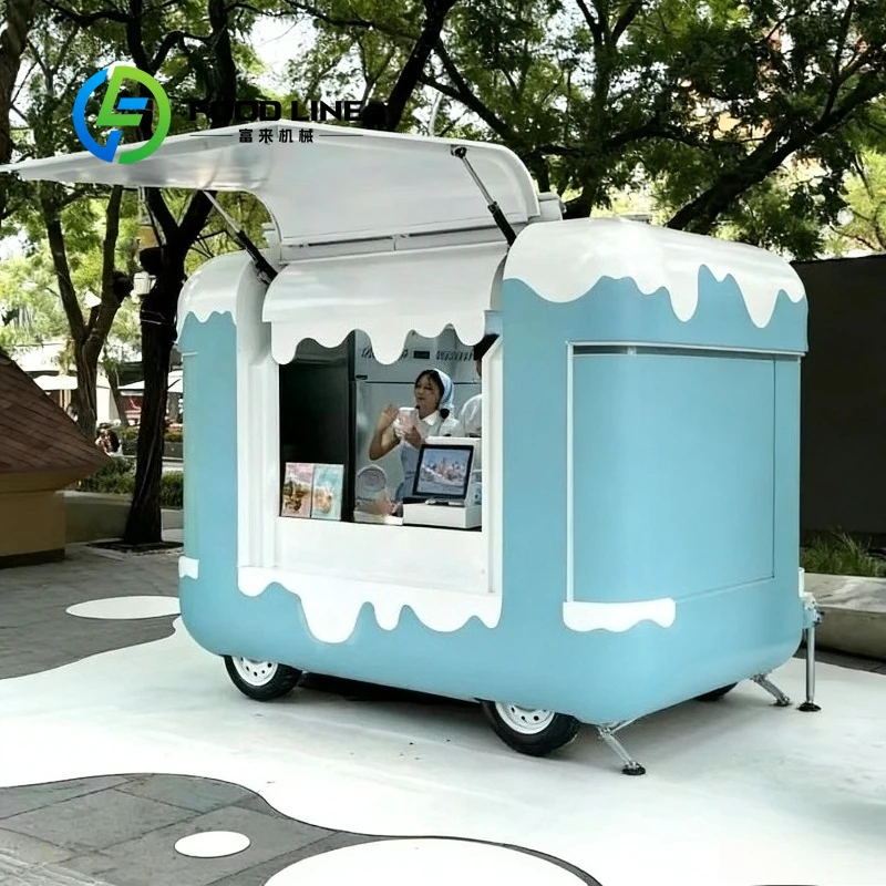 Customized Commercial Multifunctional Mobile Water Bar Truck Stainless Steel Coffee Ice Drink Cart