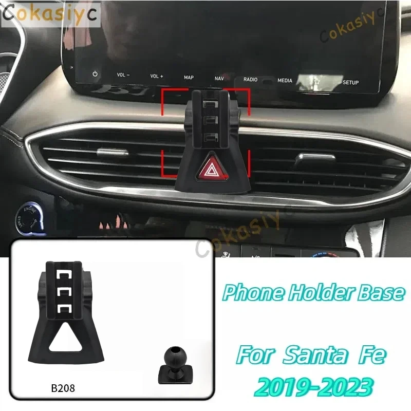 Car Phone Holder Base Special Mounts For Hyundai Santa Fe 2019-2023 Fixed Air Outlet Bracket Base Accessories With Ball 17mm