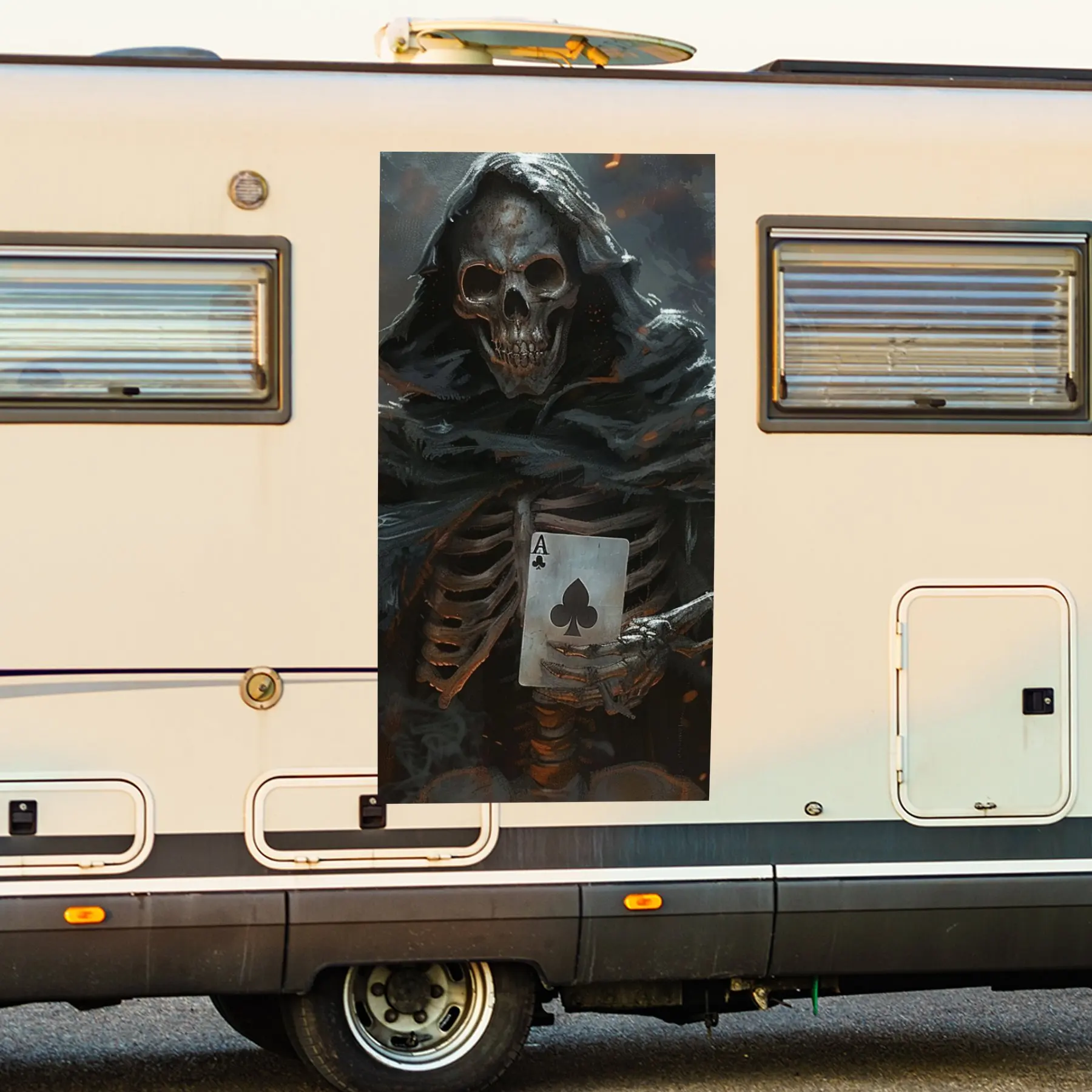 

Череп с покерной картой, автомобильная наклейка, виниловая наклейка на сторону моторики дома, водонепроницаемая самоклеящаяся виниловая наклейка на сторону