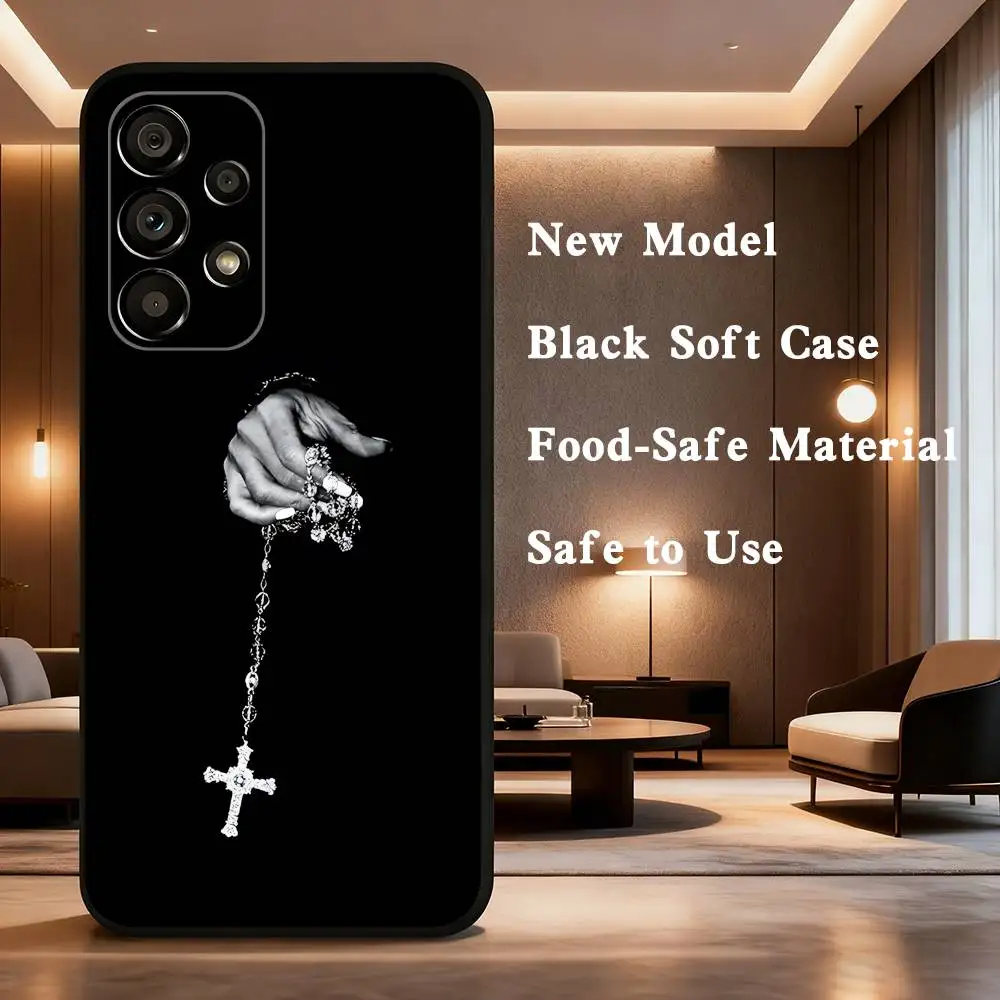 G-고딕 십자가 기호 휴대폰 케이스 삼성 갤럭시 A32, A10, A71, A11, A12, A13, A31, 노트 10 등을 위한 부드러운 검정색 보호 케이스.