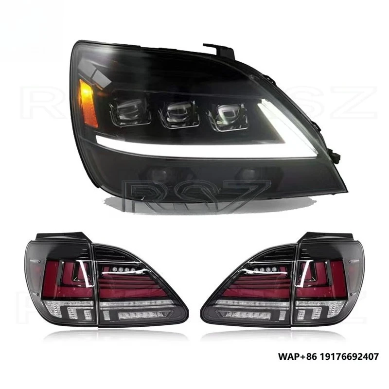 

RAYSEZE Rx Car Part for Lexus 1999 2002 Rx300 Rx400 Modified Headlamp Triple Beams Led Headlight Upgrade Tail Light Turn Lamp