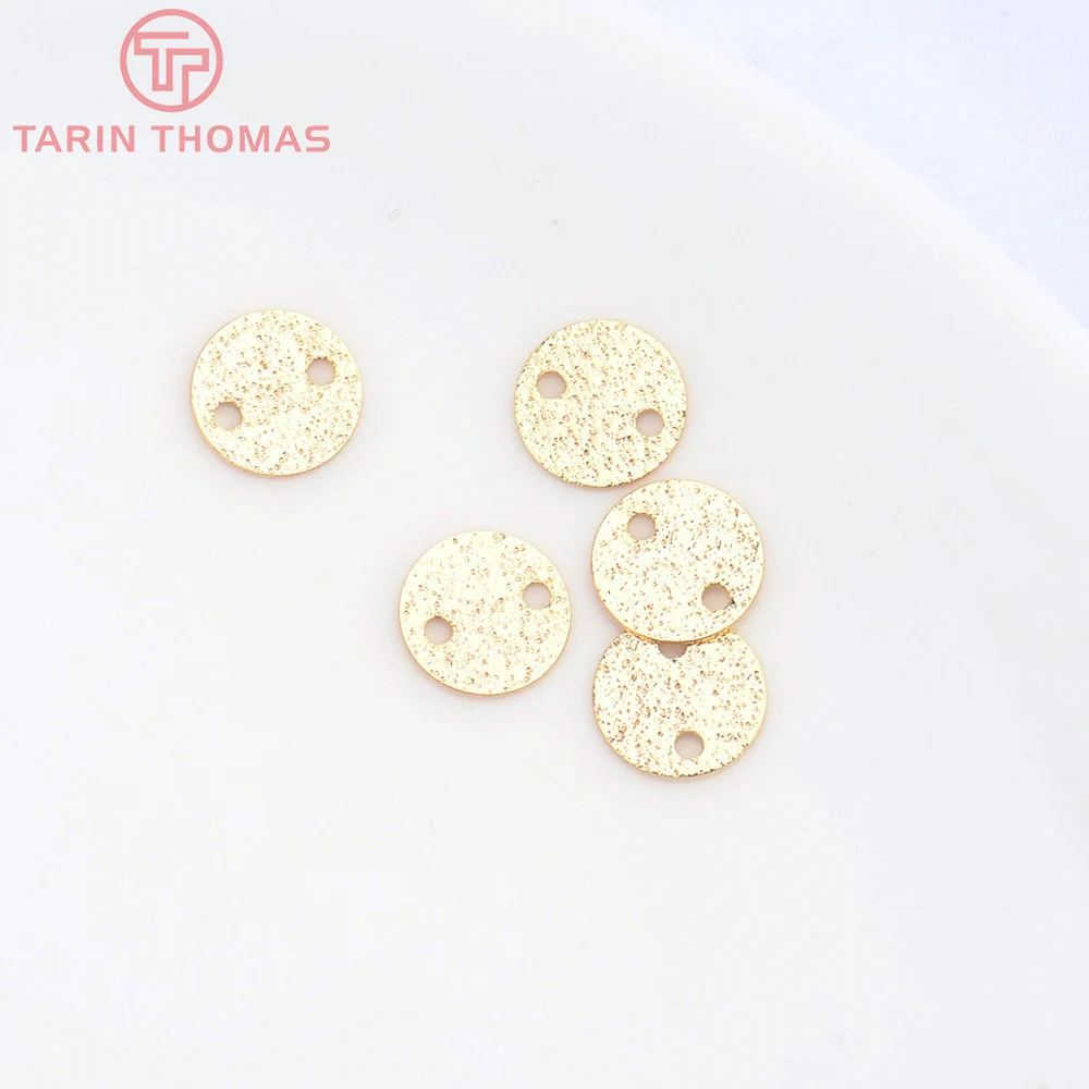 (4754)20PCS 8MM Hole 1MM 24K Gold Color Plated Brass Round Connector High Quality DIY Jewelry Accessories Wholesale