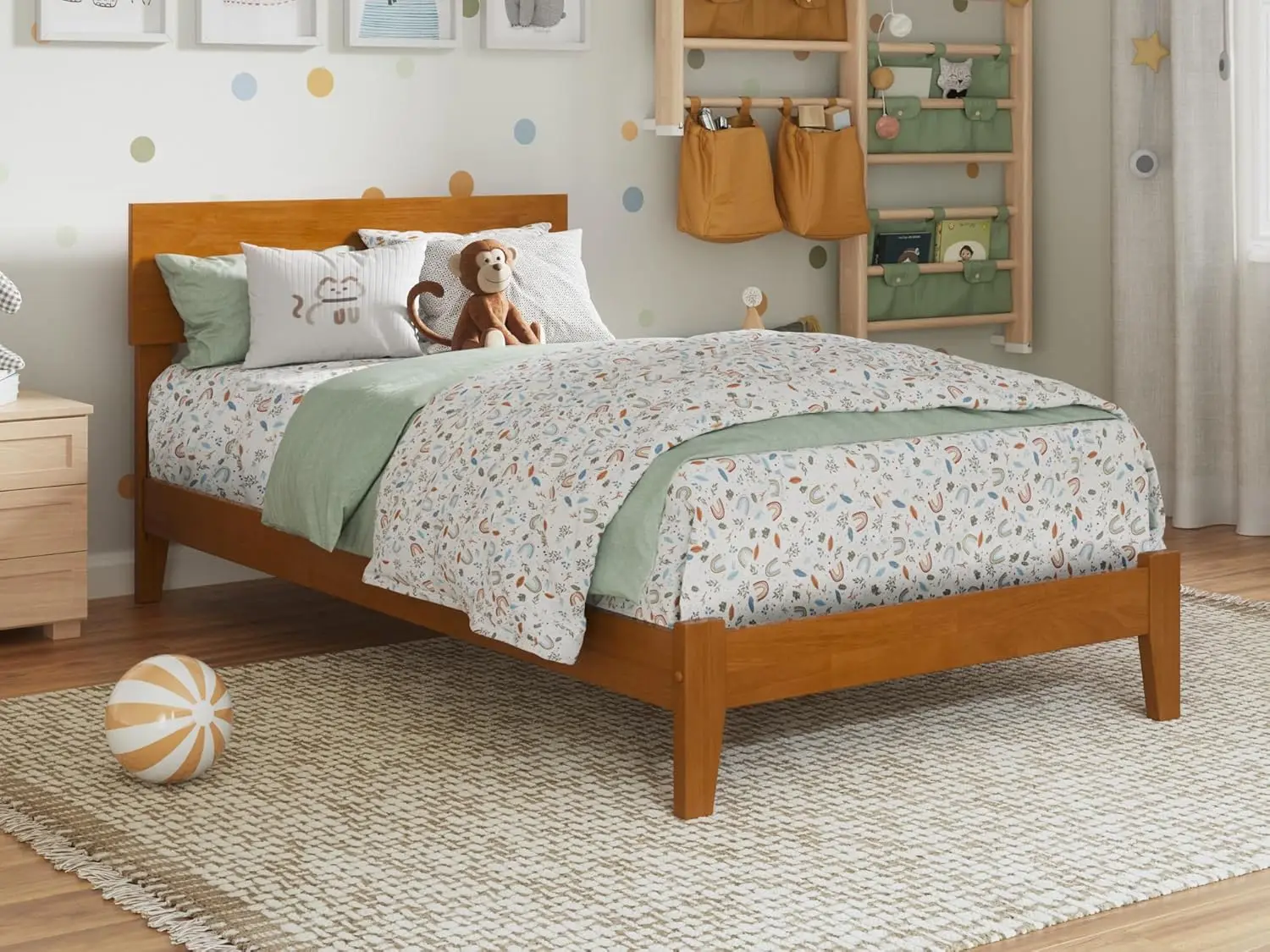 Orlando Low Profile Solid Wood Platform Bed, Twin, Light Toffee