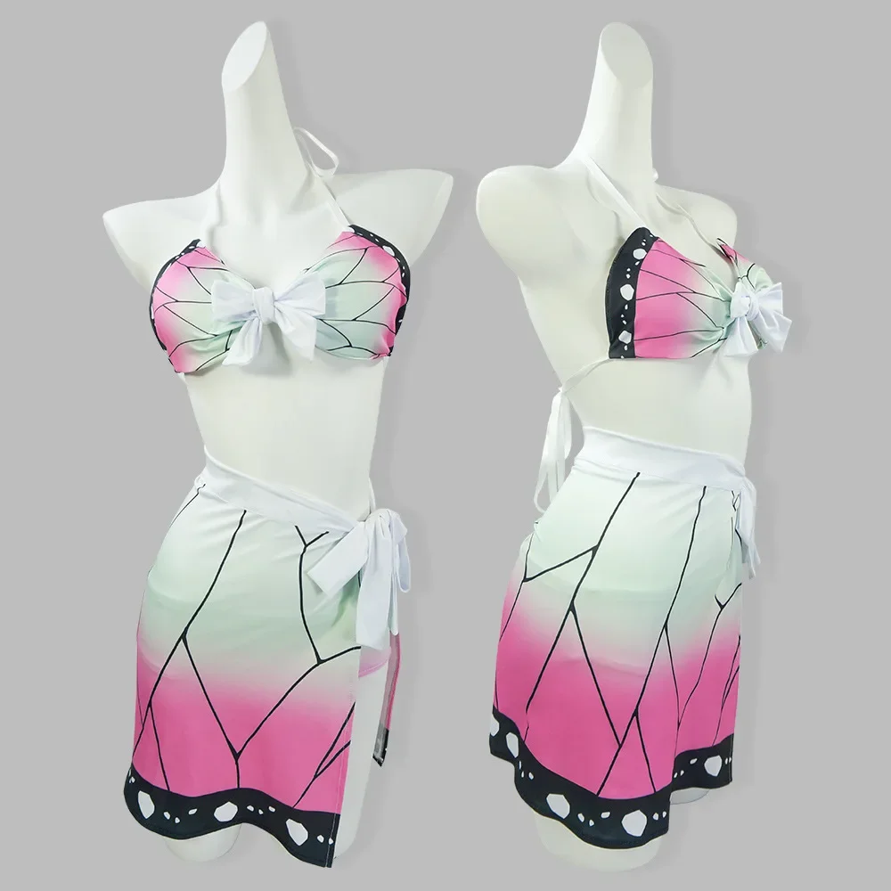 

Anime Summer Demon Bath Suit Swimwear Kimetsu Yuukaku Hen Bikini Kamado Tanjirou Nezuko Zenitsu Swimsuit Cosplay