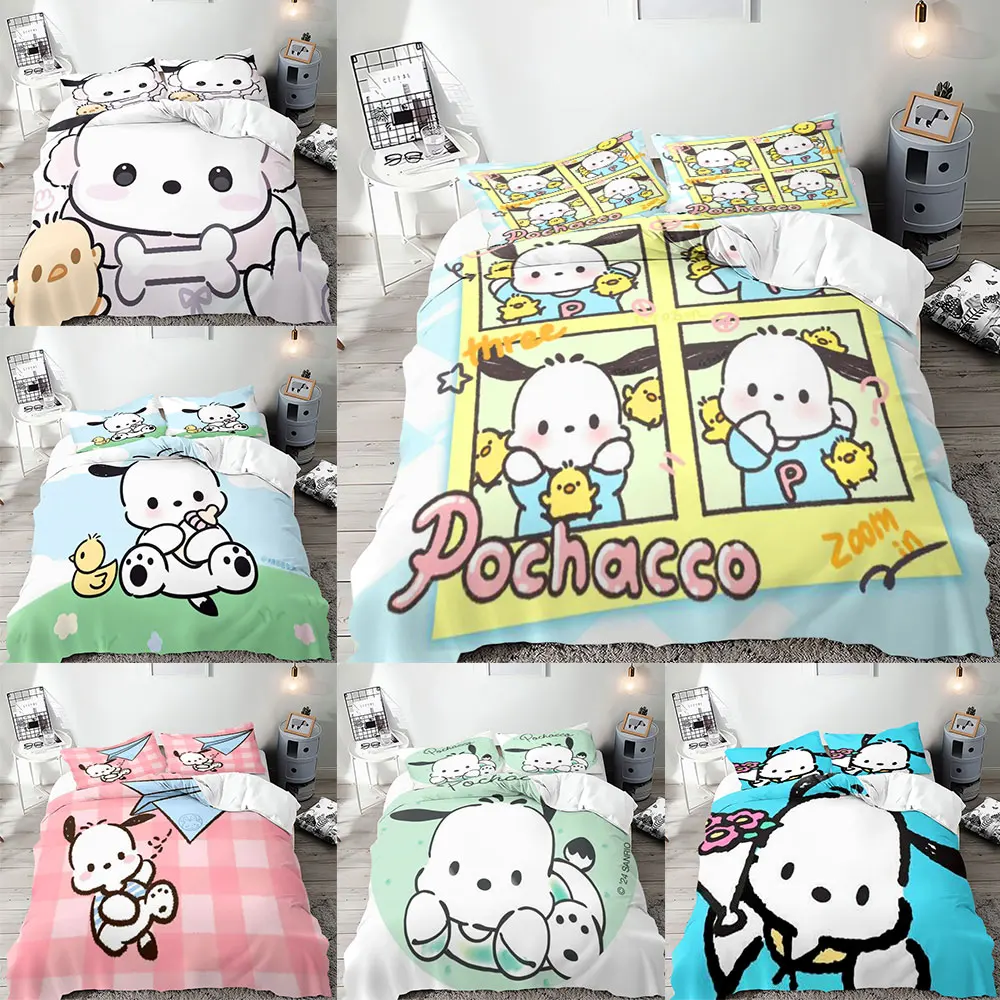 

Anime Pattern Pochacco Bedding Sets Comforter Quilt Bed Cover Duvet Cover Pillow Case 2-3 Pieces Sets Kids Adult Room Decoration