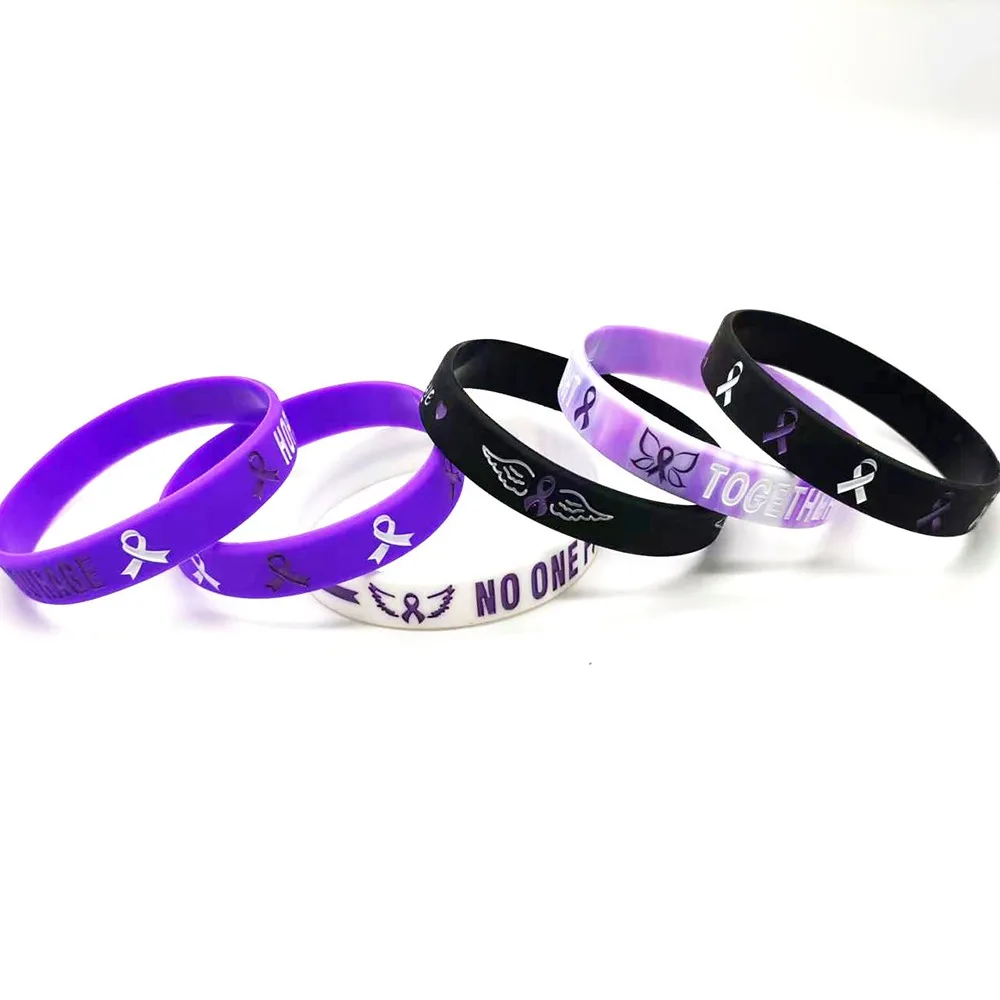 6/8PCS Silicone Breast Cancer Awareness Bracelets Faith Hope Rubber Bracelet Strength Courage Silicone Wristband