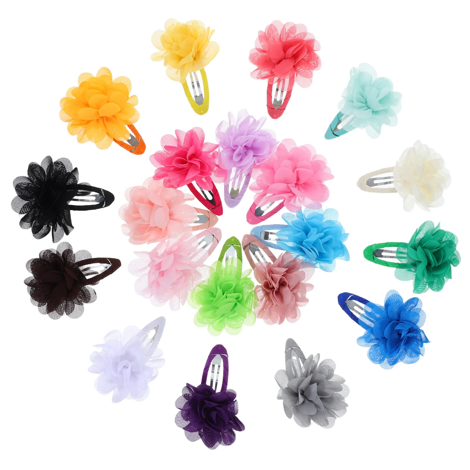 

20Pcs Chiffon Flowers Hairpin Baby Girls Kids Hair Clips Color Mixed Lightweight Stylish Kids Hair Accessories