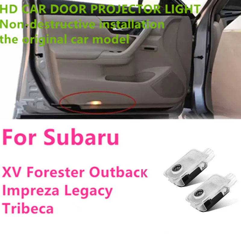 

2 шт., приветственные огни для дверей автомобиля, светодиодные лампы для проектора, украшения для Subaru XV Forester Outback Impreza Legacy Tribeca