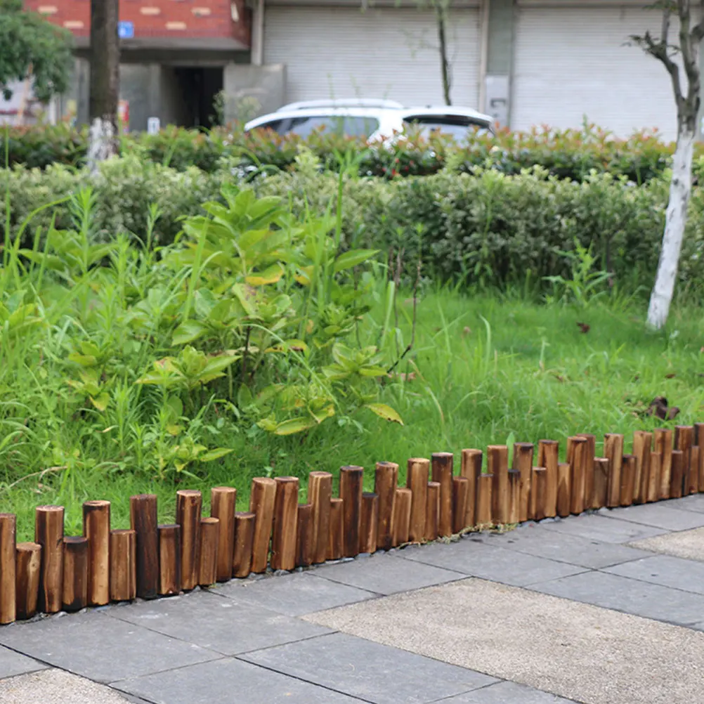 

1Set Carbonized Light Brown Wood Fence Anti-Corrosive Garden Lawn Decorative Courtyard Partition Fence Outdoor Supply