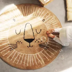 Round Living Room Carpet Cartoon Lion Bedroom Plush Rug Christmas Gifts Irregular Cute Study Room Thickened Mats Ковер Tapis 러그