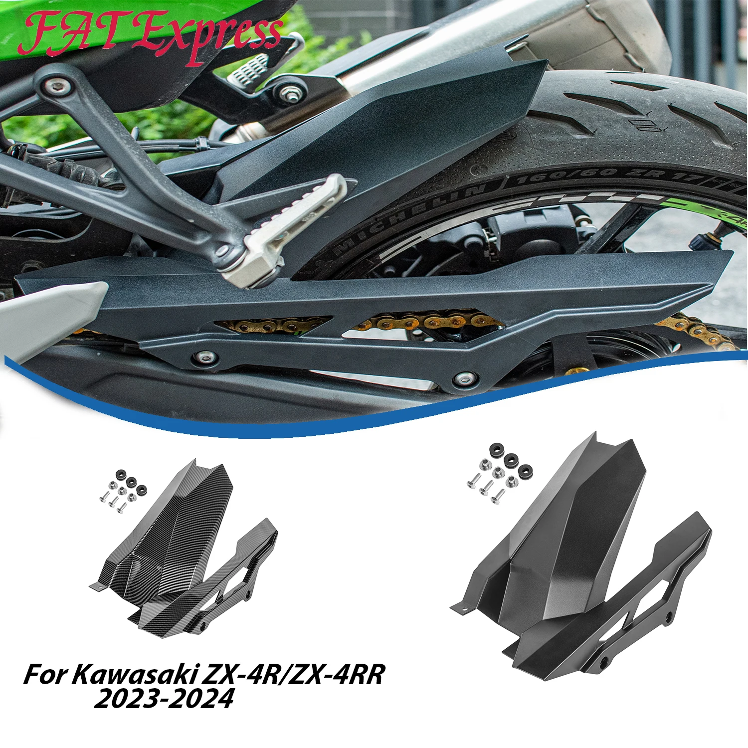 

for Ninja ZX-4R ZX-4RR Rear Mudguard For Kawasaki ZX4R ZX4RR 2023 2024 ZX 4R 4RR Motorcycle Wheel Cover Fender Splash Guard