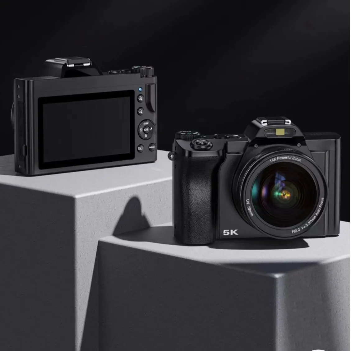 Cámara Micro DSLR de disparo Ultra HD 5K, cámara Digital de alta definición con cámara Flash, regalo de cumpleaños antivibración para el hogar ﻿