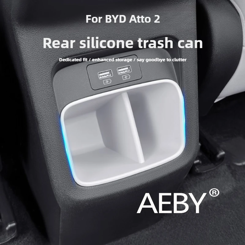 

AEBY For BYD Atto 2 2024 Car Trash Can & Organizer,Silicone Storage Box for Back Seat,Silicone Collapsible Storage Box,interior