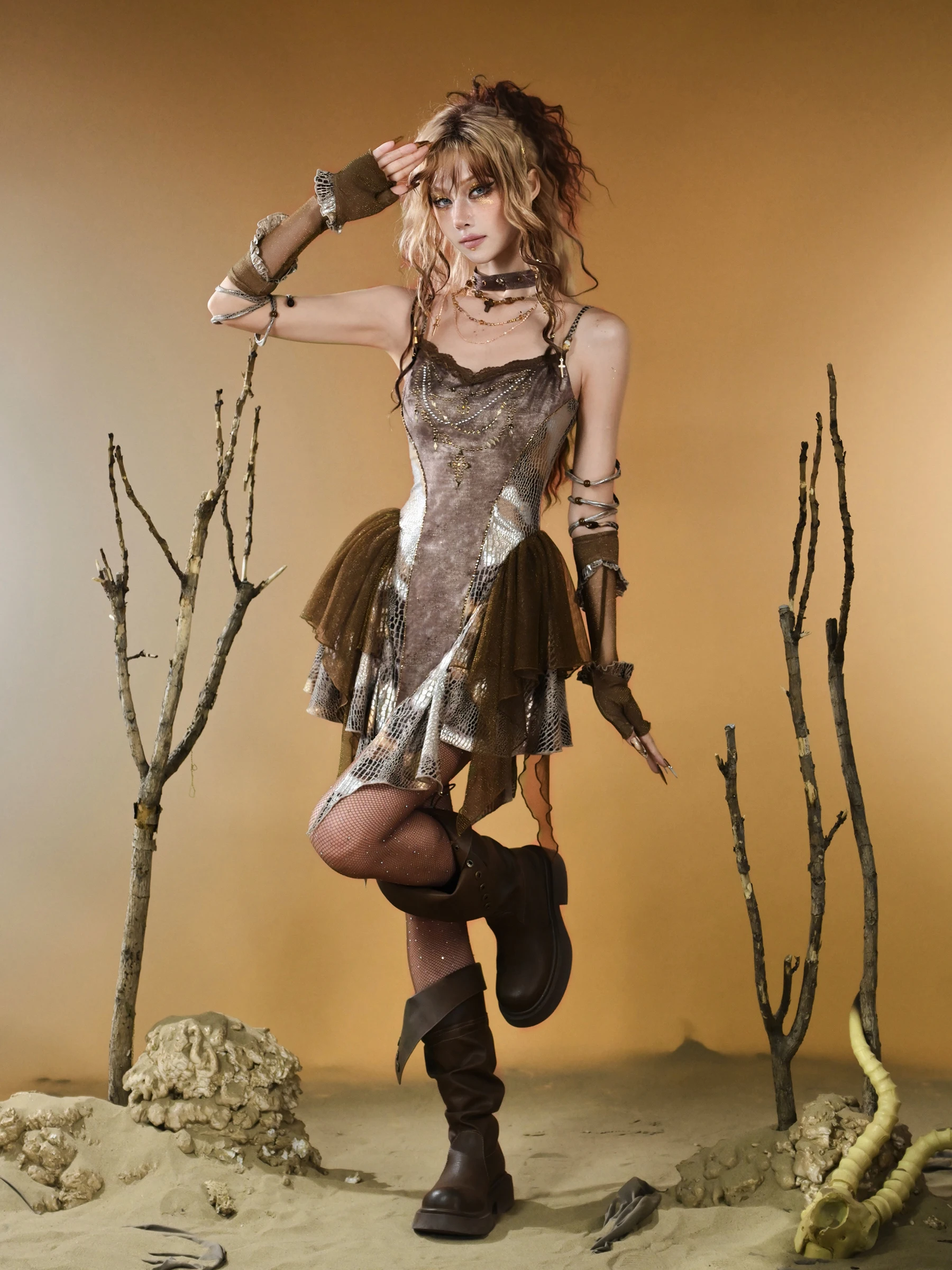 Oryginalny Design Retro Gorące Dziewczyny Subkultura Pustynia Węże Skóra Patchwork Sukienka na Ramiączkach Letnia Wędrownica Mini Seksowna Wąska Sukienka