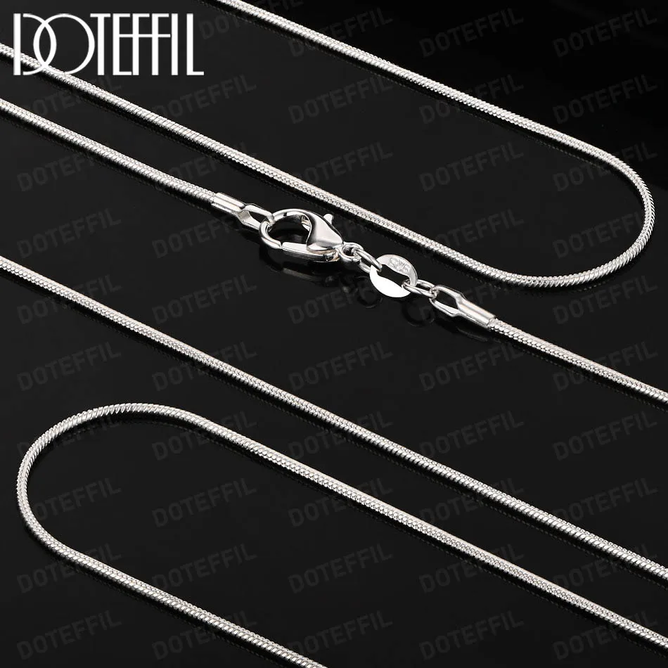 DOTEFFIL 1 مللي متر الأساسية ثعبان سلسلة 925 فضة 1/5/10 قطعة/الوحدة 16-30 بوصة قلادة للمرأة رجل مجوهرات الأزياء #4