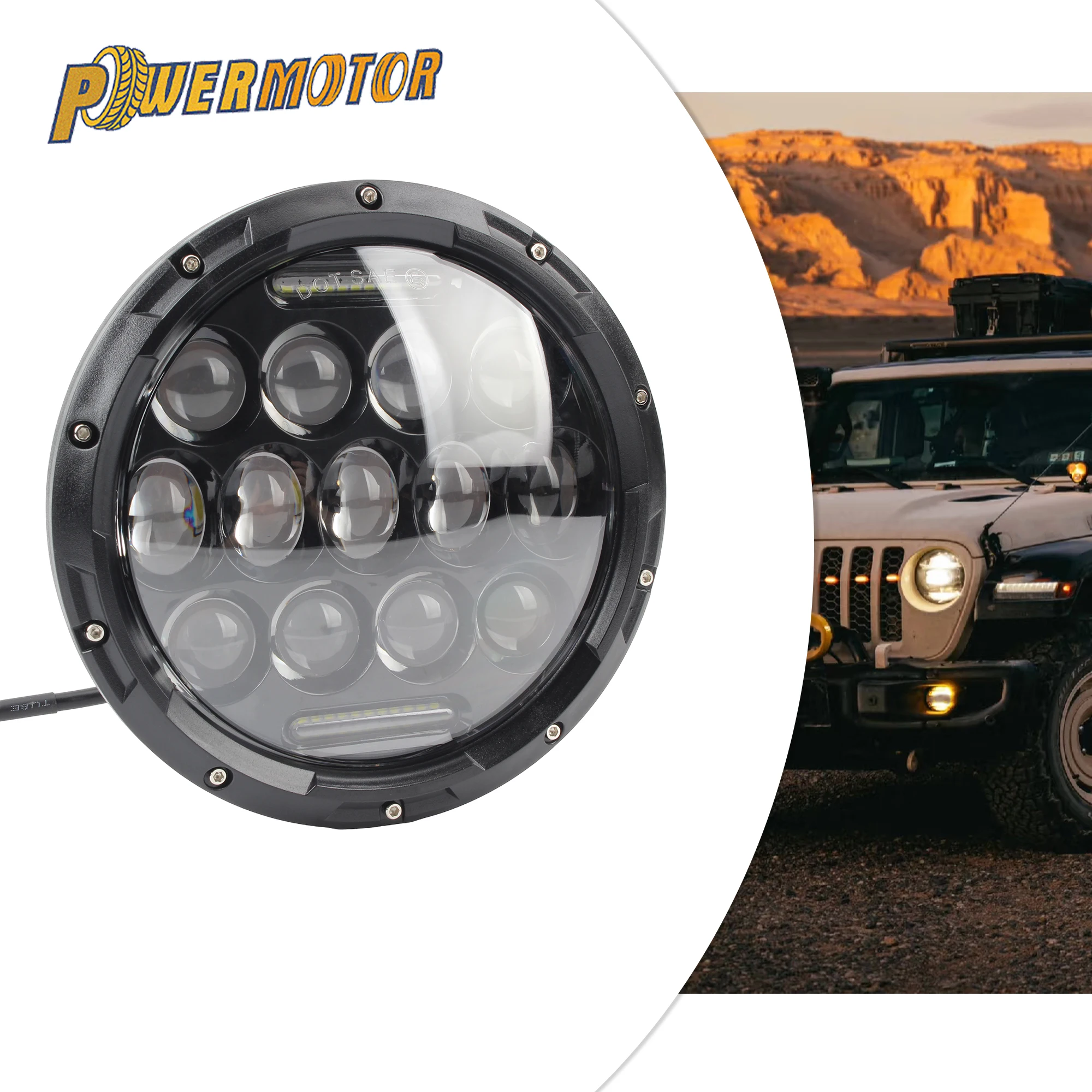 

Motorcycle 7 inch 75W LED Headlight for Yamaha Harley Road King Jeep Supermoto Cafe Racer Round LED Wick Modified Accessories