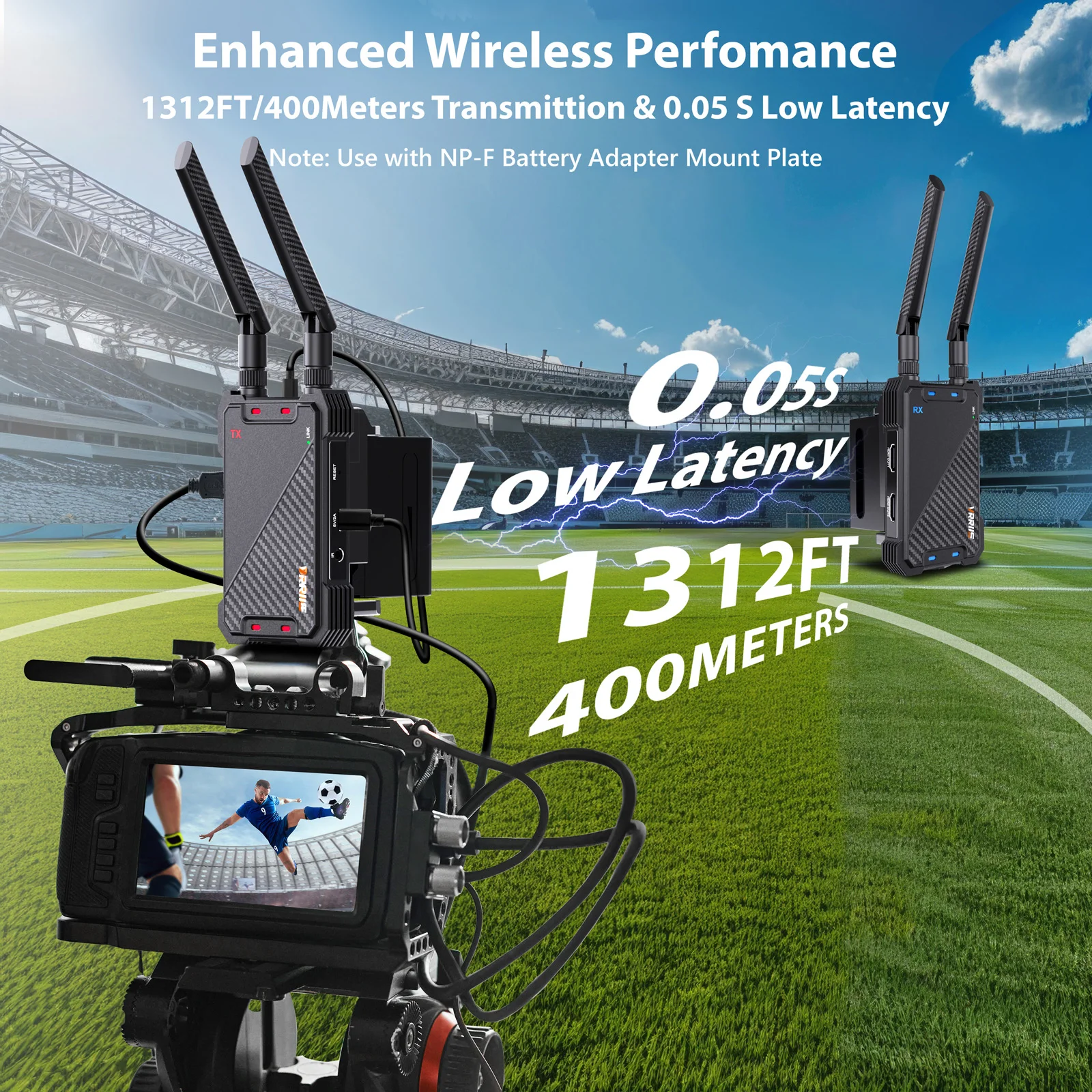 

VRRIIS беспроводной HDMI видеопередатчик и удлинитель приемника 400 м 5 ГГц для камеры, ноутбука, проектора, ТВ-приставки, PS4, потоковое передавание ТВ