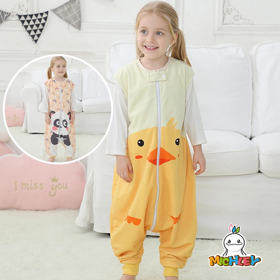MICHLEY Cartoon Baby Sleeping Bag Sack Sleeveless Winter Warm Wearable Blanket Sleepers Sleepwear Pajamas For Girls Boys 1-6T