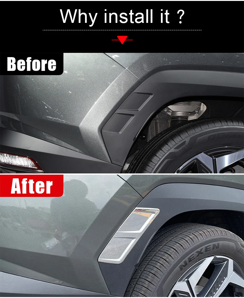 Für Hyundai Tucson NX4 2021 2022 2023 2024 Hybrid N Linie ABS Auto Körper Vorne Hinten Rad Seite Abdeckung Trim änderung Zubehör – Detail 3