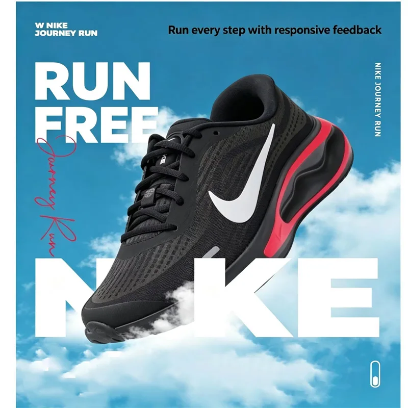 New Nike Fn0228-013 2026 New Mens Running Shoes Black Red Mesh Cushion Superior Grip Reflective Sports Sneakers