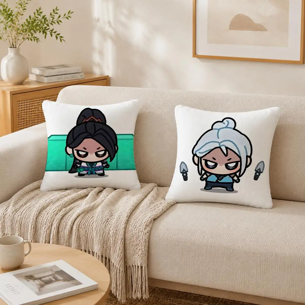Games V-VALORANTS Cushion Cover Plush Decorative Pillow Case With Hidden Zipper Fashion Room Decor For Home