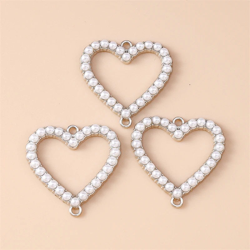 20 Stück Imitationsperle Metall Hohl Liebe Herz Charms Verbinder für Schmuckherstellung DIY Armbänder Halsketten Handarbeit Handwerk Geschenke – Detail 4