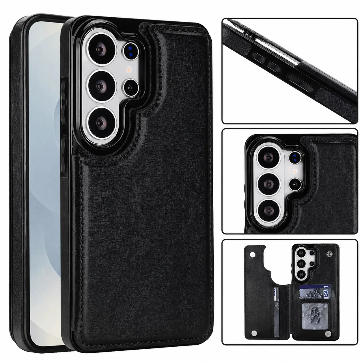 Brieftaschenhülle mit Kartenhalter für Samsung Galaxy S26 Ultra S26 Plus S26 Rückseitenhülle Retro-Leder Stoßfester Bumper