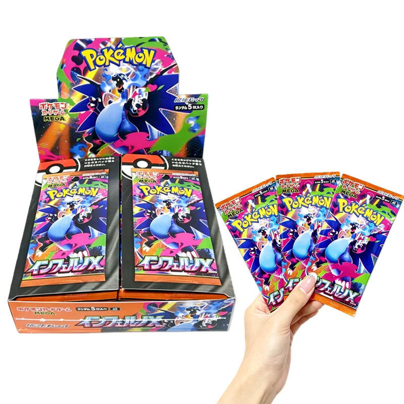 Pokemon Original auf Lager: Sammelkarten PTCG Cartoon Japanische Version M2 Mega Evolution Ergänzungspack Feuerdrache Höllige Flamme