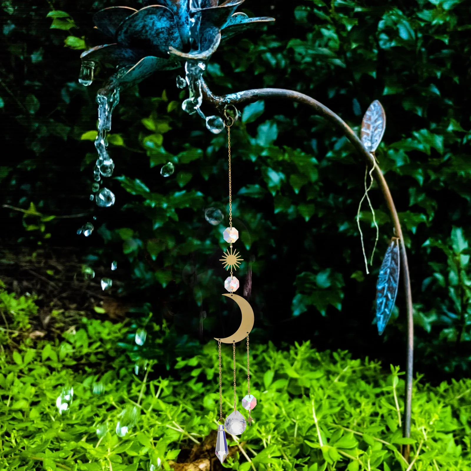 

3Pcs Prism Pendant Hangings Crystal Sun Catchers for Window Garden Home Decor Moon Design Reflective Hanging Wind Chime