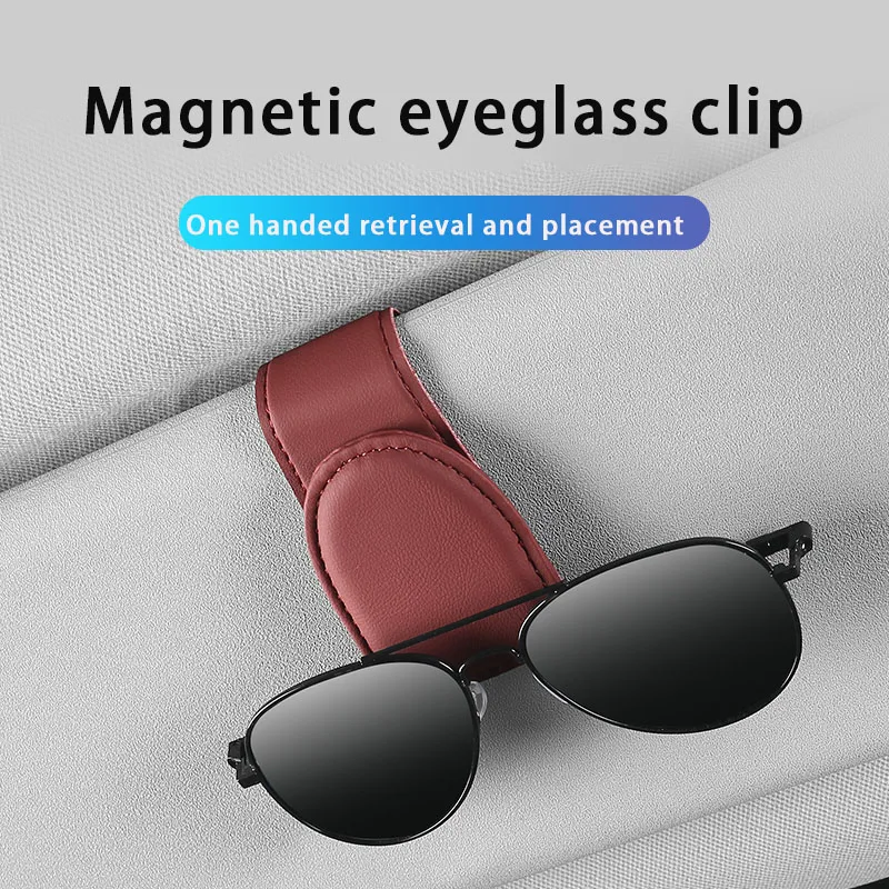 

1Pcs Sunglasses Holder Is Suitable for Car Sunshades Magnetic Leather Sunglasses Clip and Ticket Clip Car Sunshade Accessories