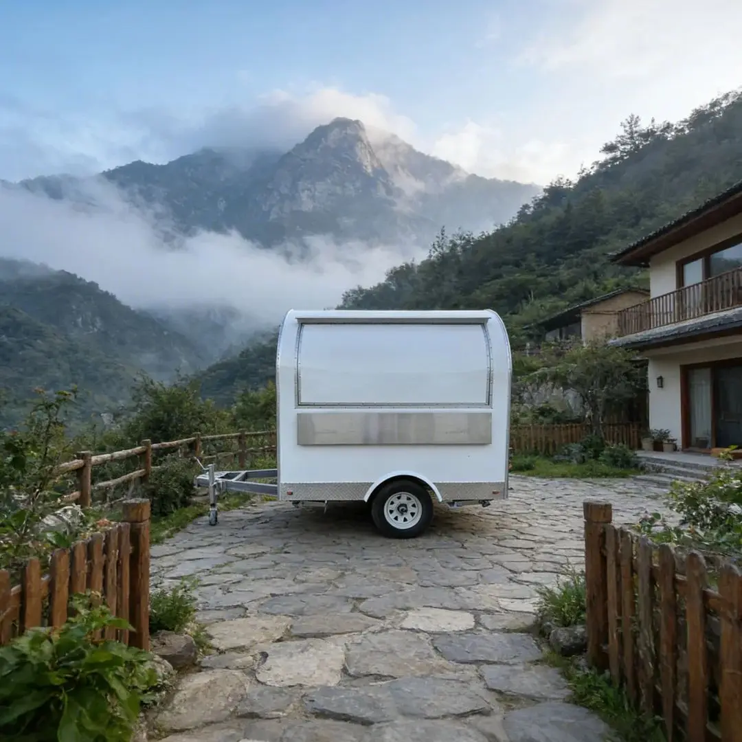 

FRP Trailer-Mounted Food Vending Cart Mobile Kitchen Glass Fiber Reinforced Plastic Street Snacks Cart