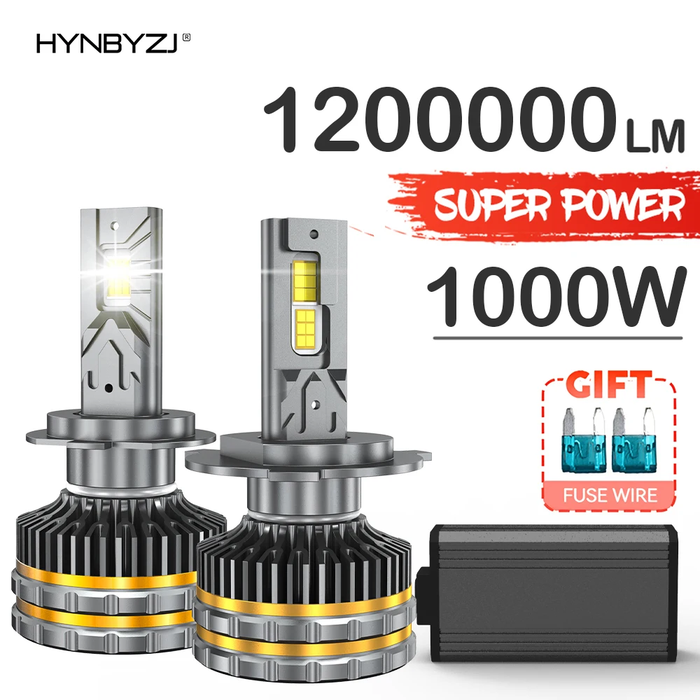 HYNBYZJ 1000W H7 H4 Led Headlight 1200000LM H1 Car Bulbs H3 H8 H9 H11 HB3 9005 HB4 9006 9012 9007 9008 Headlamp 6000K Led Lights